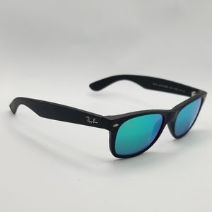 Ray-Ban New Wayfarer Flash Black Nylon Blue Flash Sunglasses RB2132 622/19 52-18